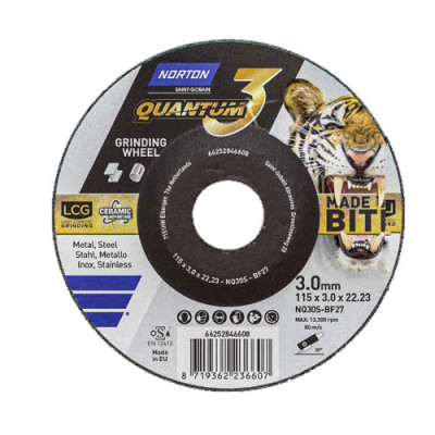 Norton Quantum 3 LCG 125x3.0x22.23 NQ30S T27 комбинированный диск для шлифовки тонкого металла