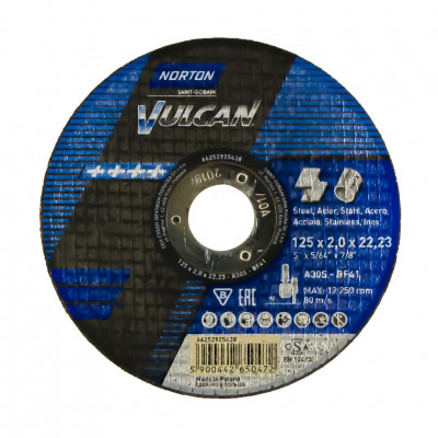 Norton Vulcan 125x2.0x22.23 отрезной диск по металлу и нержавеющей стали