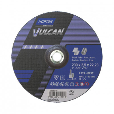 Norton Vulcan 230x2.5x22.23 A30S BF42 отрезной диск по металлу и нержавеющей стали