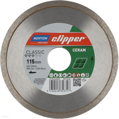 Norton Clipper Classic Ceram 180x1.7x25.4/22.23 мм алмазный диск для керамики