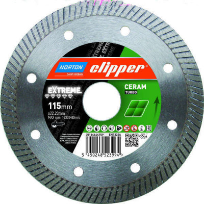 Norton Clipper Extreme Ceram Turbo 230x1.4x22.23 мм / Super Gres  алмазный диск для керамики