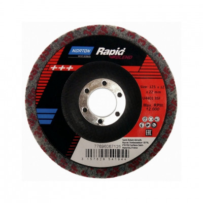 Norton Rapid Blend NEX DPC 125x12x22 NEX3SF нетканный абразив для отделки и доводки под УШМ тип 27