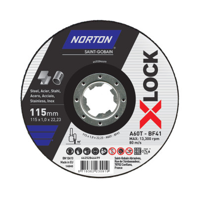 Norton X-LOCK Grind 115x6.0x22.23 A30T T27 X-lock зачистной диск по металлу
