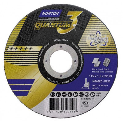 Norton Quantum 3 125х2.5х22.23 NQ24P T41 керамический отрезной диск максимальной производительности