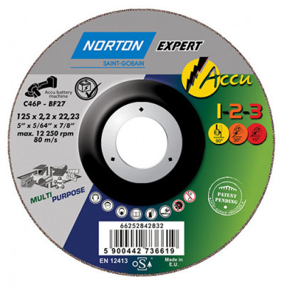 Norton Accu 1-2-3 115x2.2x22.23 отрезные и зачистные диски для аккумуляторного инструмента